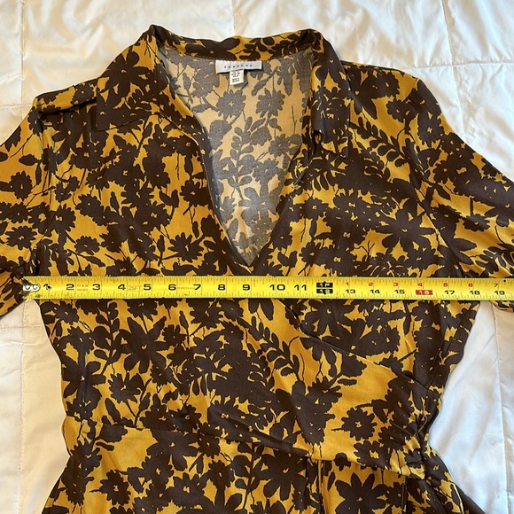 TopShop Floral Jacquard Top Yellow & Brown Blouse  - Size 8 - Picture 5 of 7